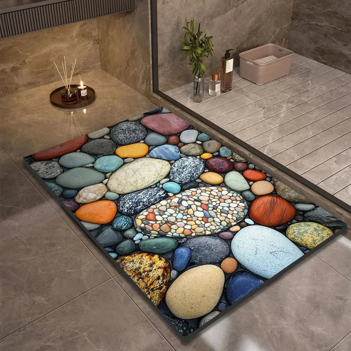 Skridsikker Badematte i Diatomejord med Naturgummi Hurtigtorrende Design 2