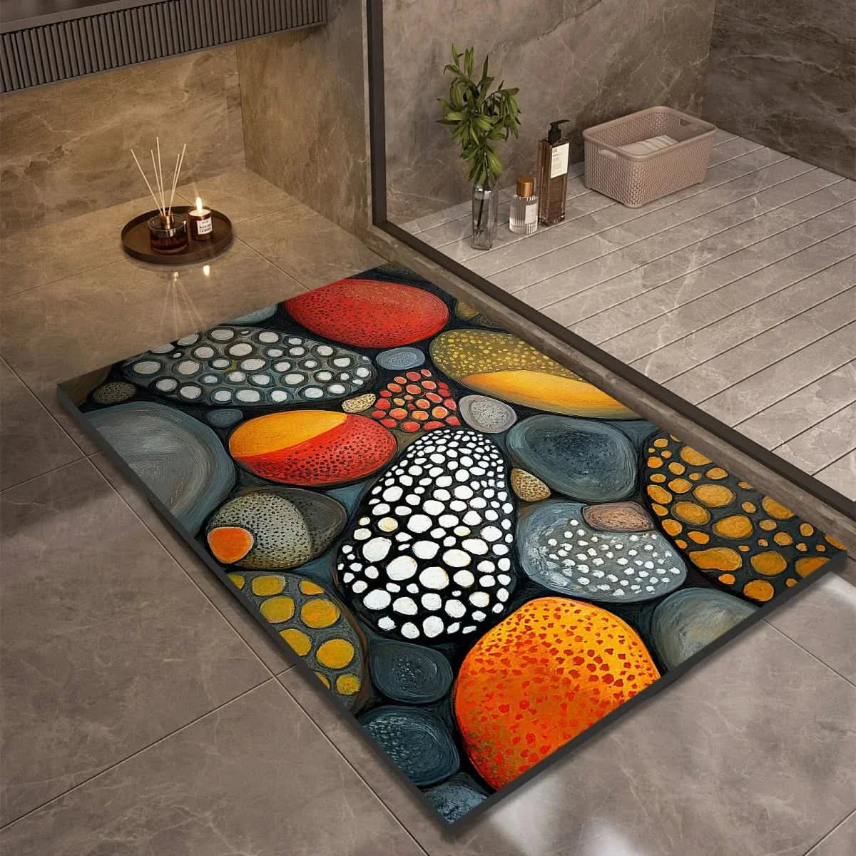 Skridsikker Badematte i Diatomejord med Naturgummi Hurtigtorrende Design 5