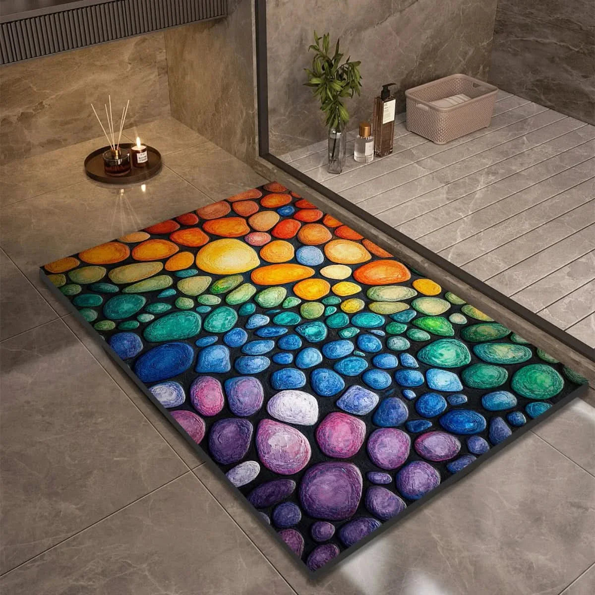 Skridsikker Badematte i Diatomejord med Naturgummi Hurtigtorrende Design 7