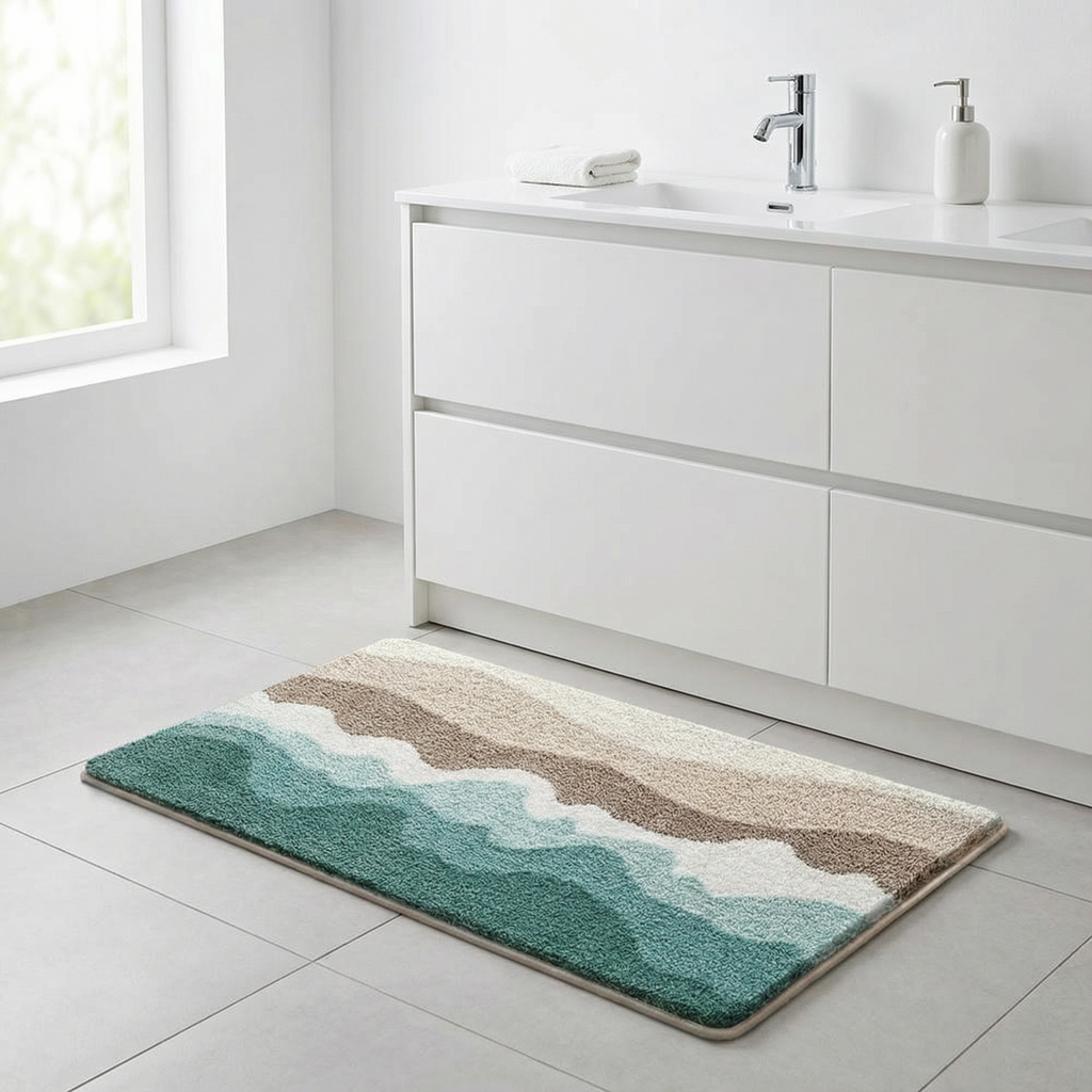 Skridsikker Bademåtte med Bølgemønster i Flockingmateriale - Absorberende 5