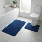 Skridsikker Bademåttesæt – Skandinavisk med Bladmotiv i Flannel-velour og Memory Foam 4