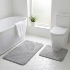 Skridsikker Bademåttesæt – Skandinavisk med Bladmotiv i Flannel-velour og Memory Foam 6