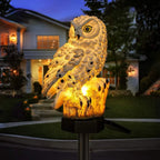 Solcelledrevet Uglelampe i Harpiks med Varmt Hvidt Lys til Udendørsbrug 4