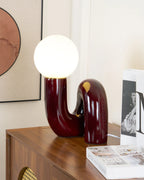 Spiralglasbordlampe med Farvet Glasskærm 11