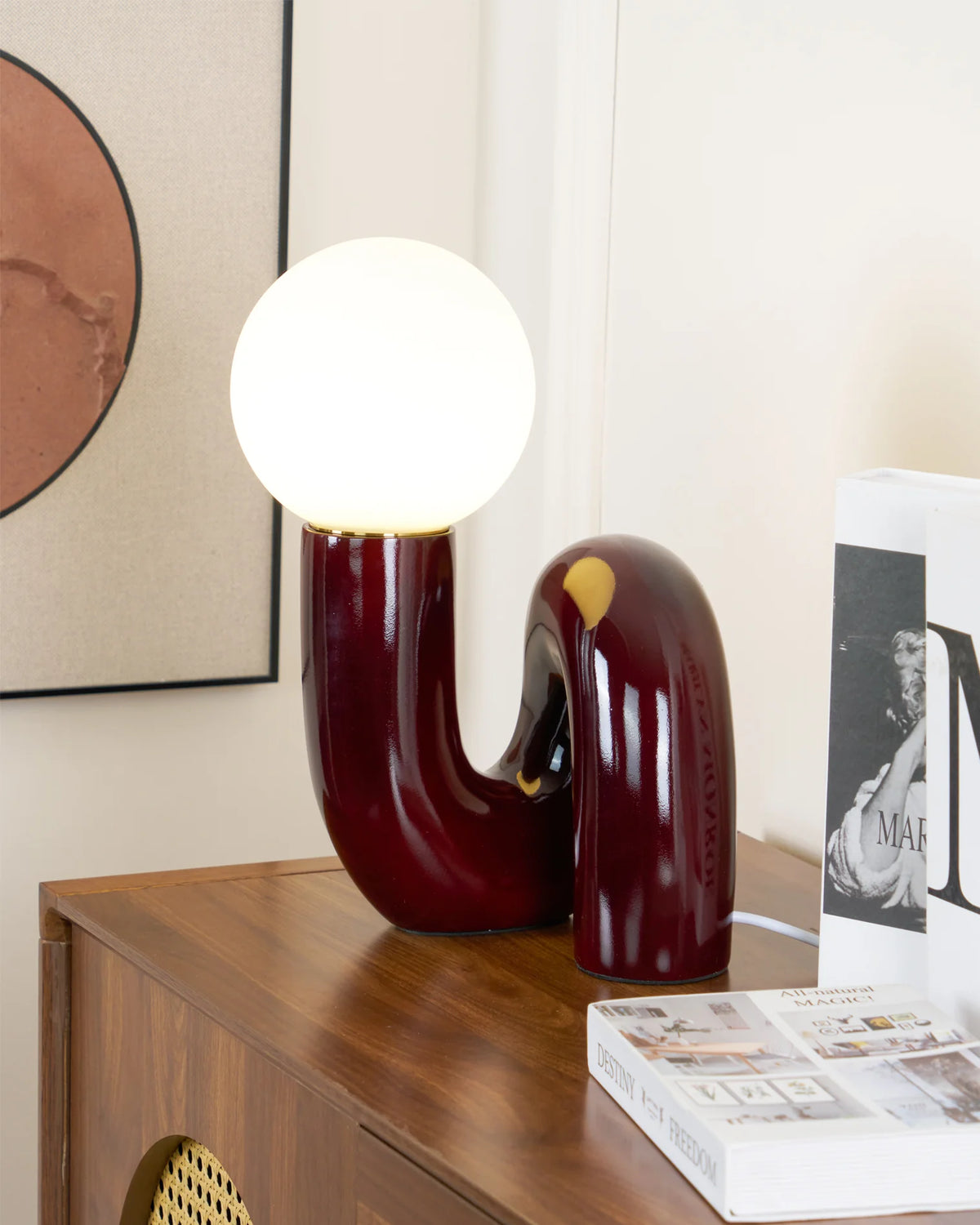 Spiralglasbordlampe med Farvet Glasskærm 11