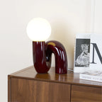 Spiralglasbordlampe med Farvet Glasskærm 3