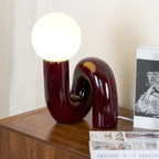 Spiralglasbordlampe med Farvet Glasskærm 4