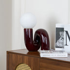 Spiralglasbordlampe med Farvet Glasskærm 7
