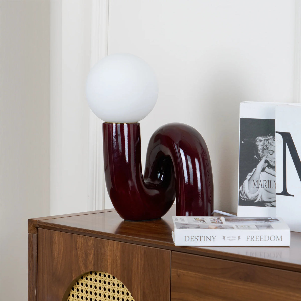 Spiralglasbordlampe med Farvet Glasskærm 7