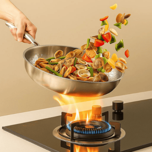 Stegepande Rustfrit Stål – Belægningsfri til Induktion og Gas Kogeplader 2