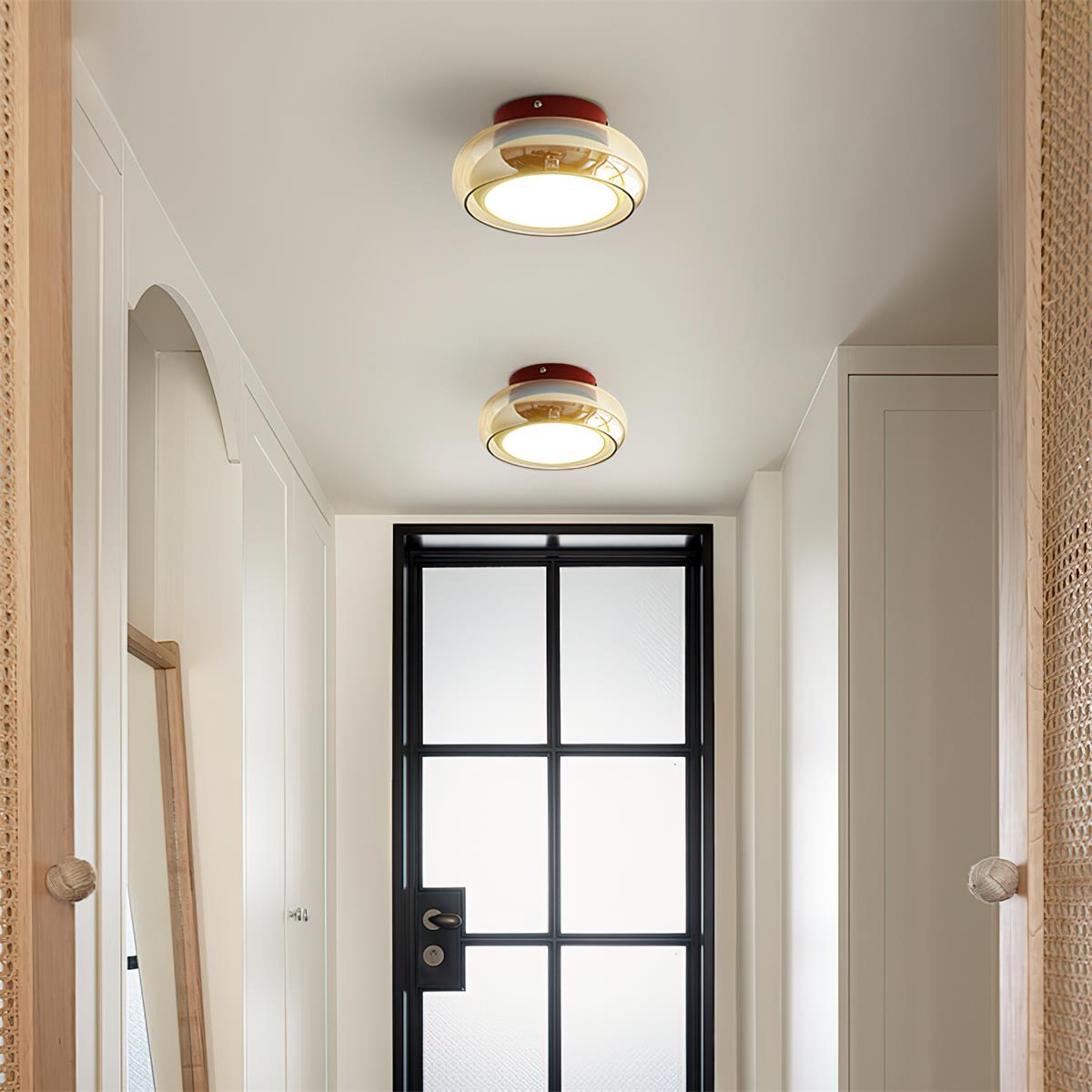 Stilren Glas Loftlampe - Tonet Glas med Varmt Lys 1

