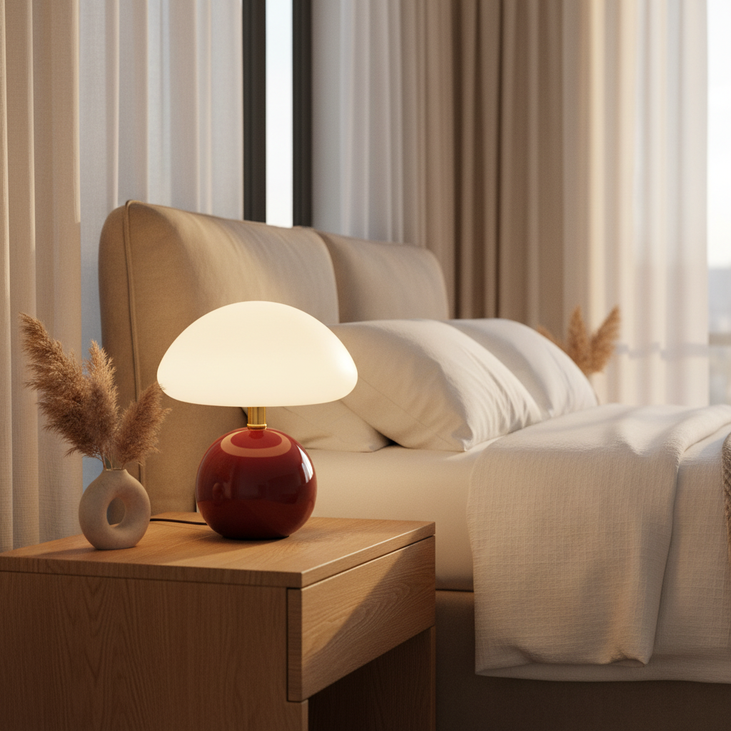 Stilren Mushroom Bordlampe - Keramik med Justerbar Lys i 3 Farver 2
