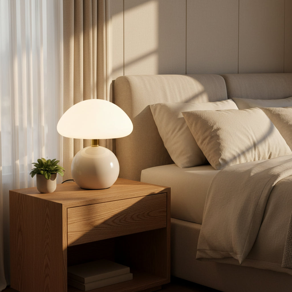 Stilren Mushroom Bordlampe - Keramik med Justerbar Lys i 3 Farver 4
