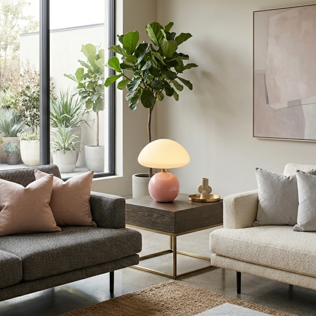 Stilren Mushroom Bordlampe - Keramik med Justerbar Lys i 3 Farver 6
