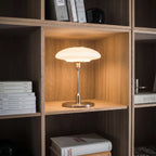 Svampeformet Bordlampe i Opalglas med Børstet Stålstel 7