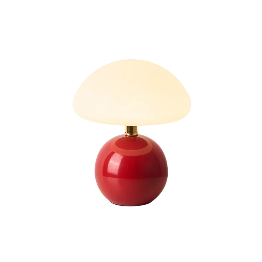 Svampeformet Bordlampe med Keramisk Base og Opalglasskærm 1