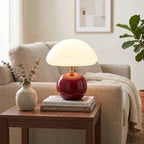 Svampeformet Bordlampe med Keramisk Base og Opalglasskærm 5