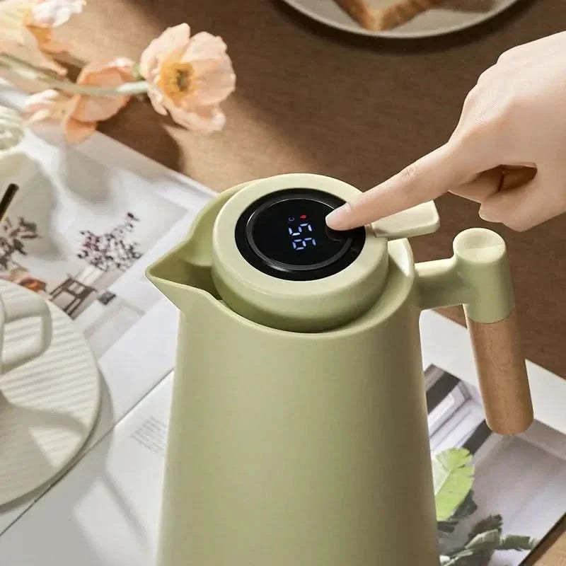 Termokande i Glas med Digital Temperaturvisning og Træhåndtag – 1 L 7
