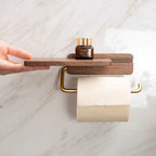 Toiletpapirholder i Massivt Valnøddetræ med Integreret Hylde 1