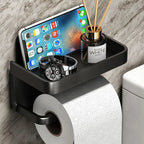 Toiletrulleholder i Aluminium med Opbevaringshylde – Moderne og Pladsbesparende Design 0