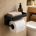 Toiletrulleholder i Aluminium med Opbevaringshylde – Moderne og Pladsbesparende Design 10