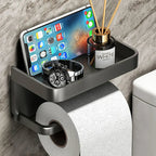 Toiletrulleholder i Aluminium med Opbevaringshylde – Moderne og Pladsbesparende Design 6