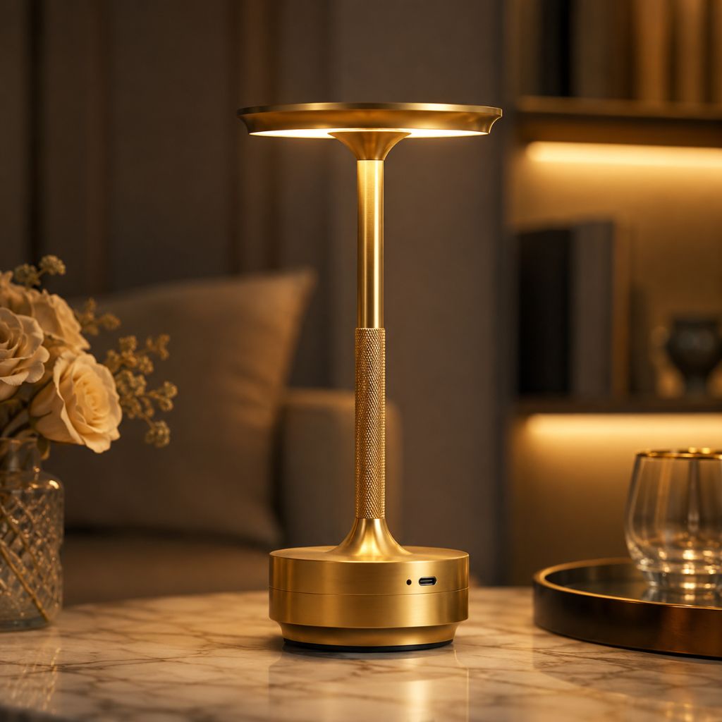 Trådløs Bordlampe i Aluminium – Genopladelig med Touchkontrol 3