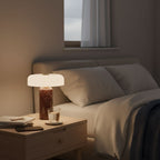 Trådløs bordlampe i marmor med opal skærm og touch kontrol - moderne indendørs belysning 1