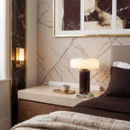 Trådløs bordlampe i marmor med opal skærm og touch kontrol - moderne indendørs belysning 7