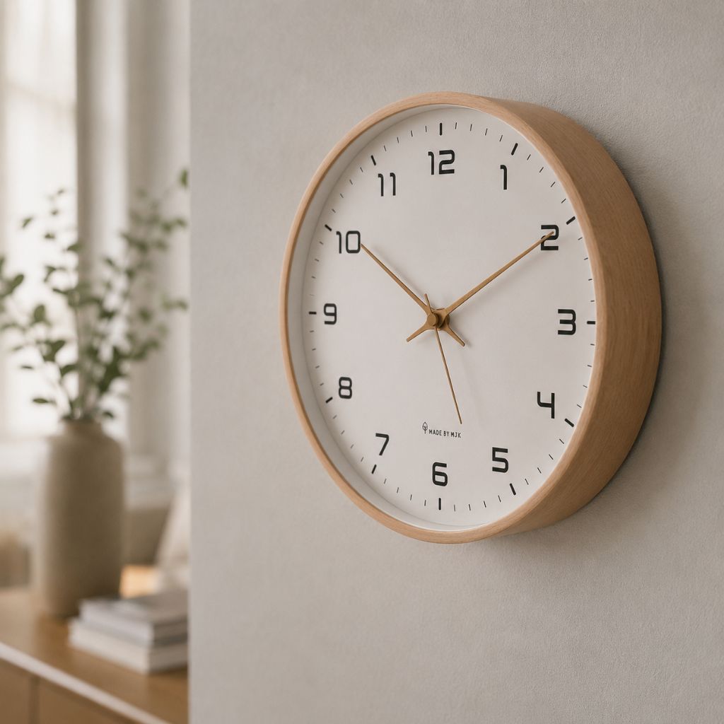 Trævægur med Lydløs Kvartsbevægelse – Minimalistisk Design i Massivt Træ 4