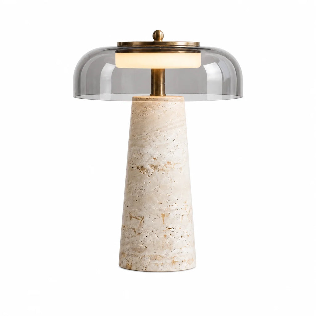 Travertin Glas Bordlampe med Organisk Design og Naturlig Finish 10