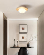 Travertin Loftlampe - Stenring med Kugleformet Lys 1
