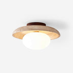 Travertin Loftlampe - Stenring med Kugleformet Lys 2
