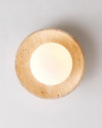 Travertin Loftlampe - Stenring med Kugleformet Lys 4
