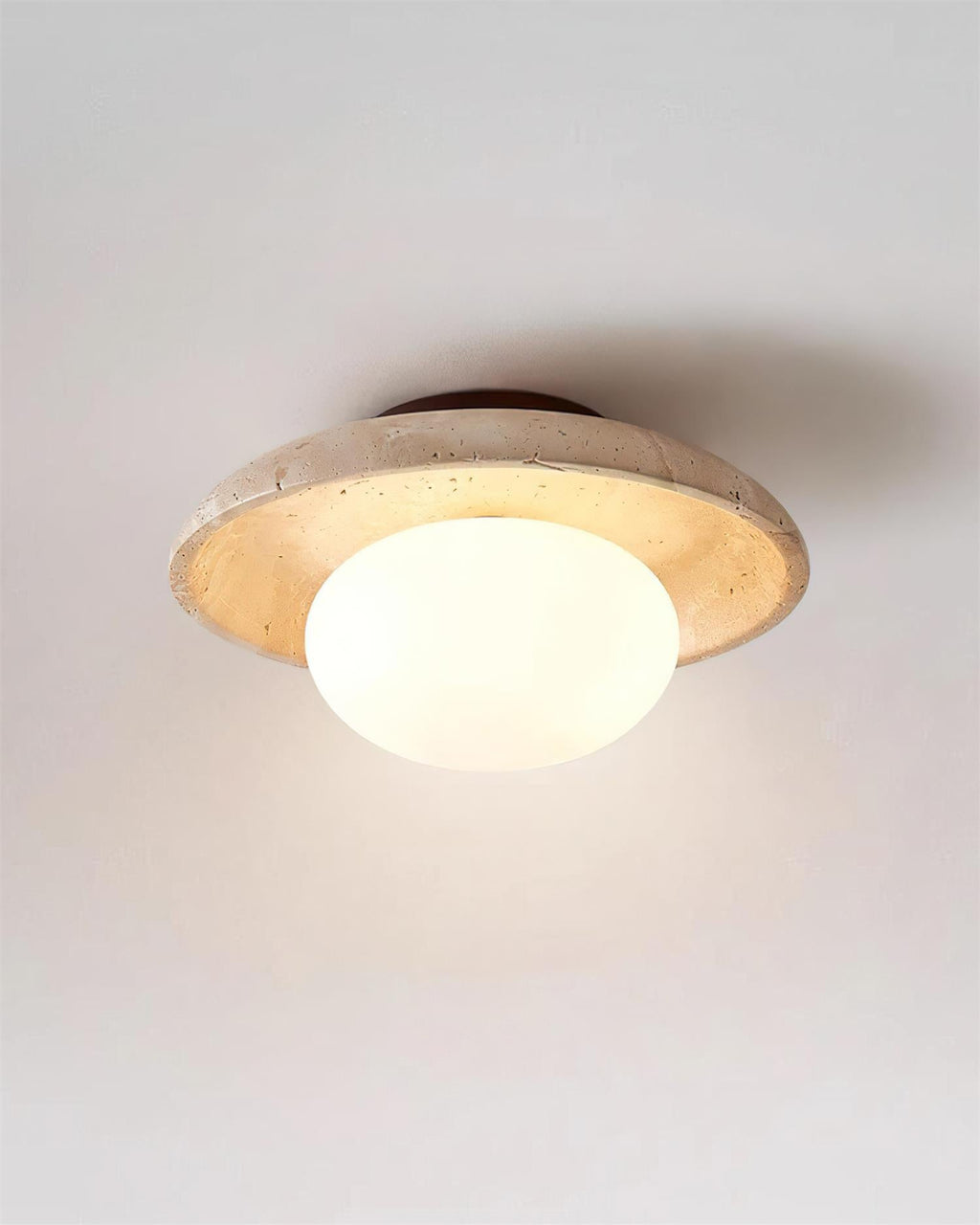 Travertin Loftlampe - Stenring med Kugleformet Lys 6
