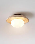 Travertin Loftlampe - Stenring med Kugleformet Lys 6
