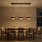 Travertin Pendel Lampe - Cylindrisk Design med Valnøddetræ og Justerbar Højde 1
