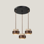 Travertin Pendel Lampe - Cylindrisk Design med Valnøddetræ og Justerbar Højde 8
