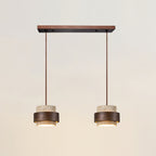 Travertin Pendel Lampe - Cylindrisk Design med Valnøddetræ og Justerbar Højde 9
