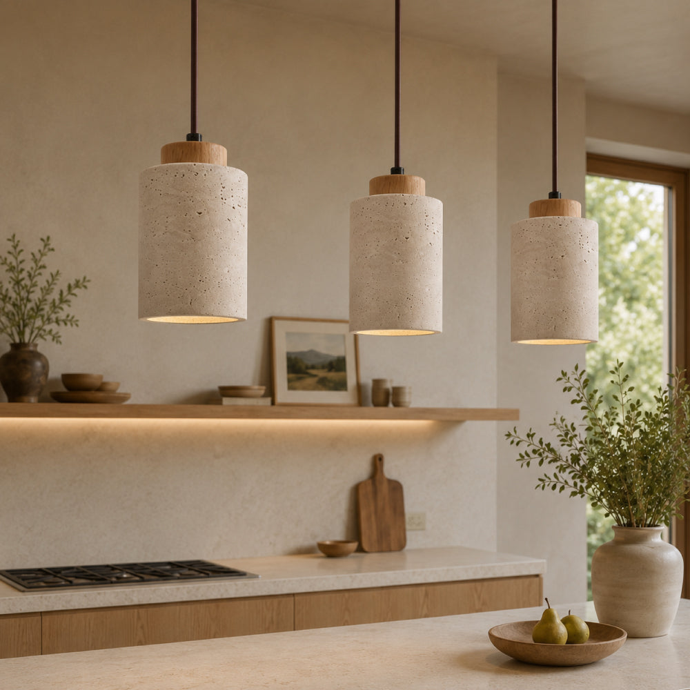 Travertin Pendel Lampe - Natursten Nordisk Minimalistisk Belysning 11