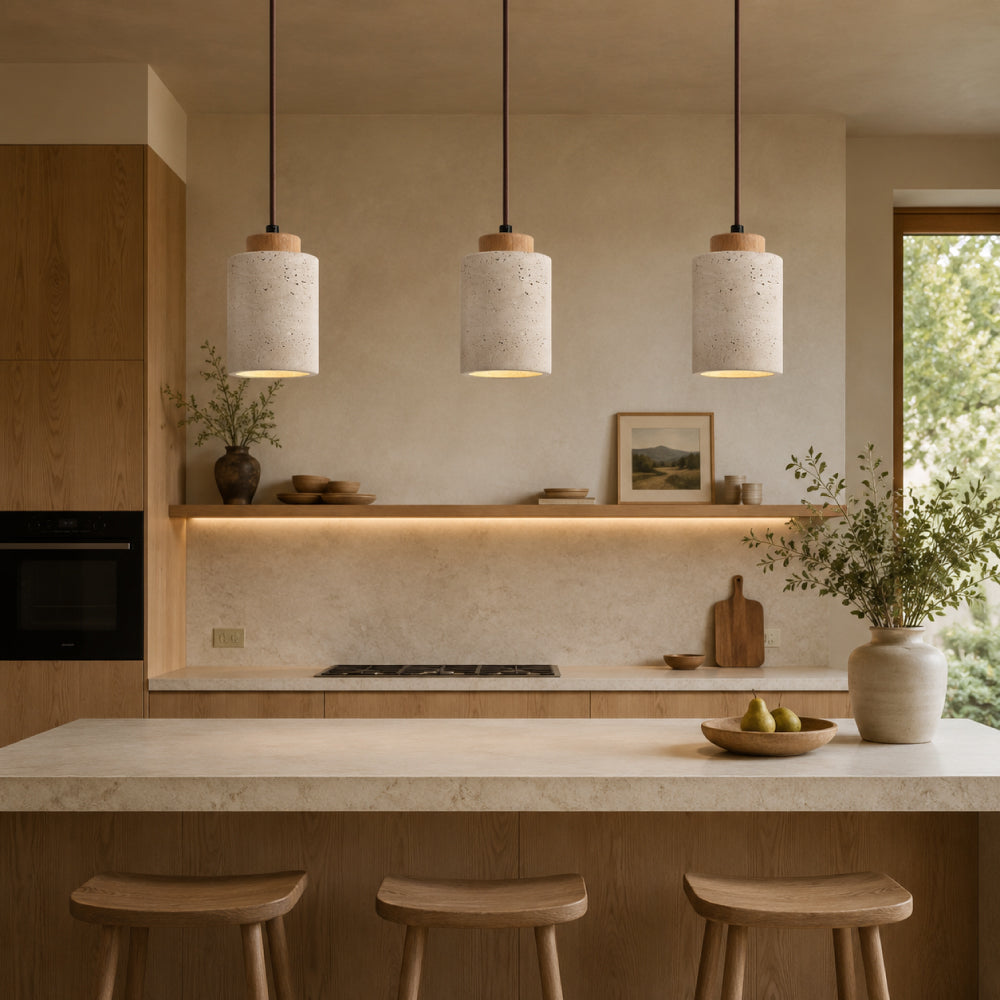 Travertin Pendel Lampe - Natursten Nordisk Minimalistisk Belysning 12
