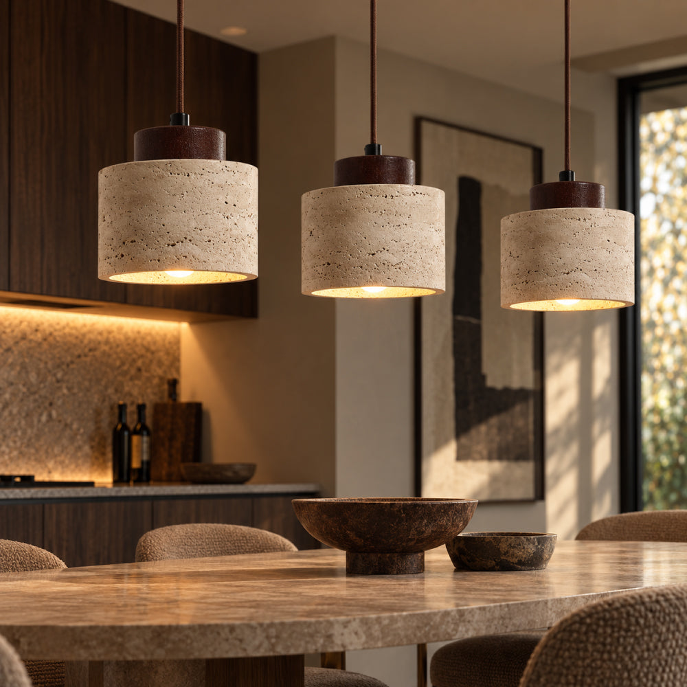 Travertin Pendel Lampe - Natursten Nordisk Minimalistisk Belysning 2