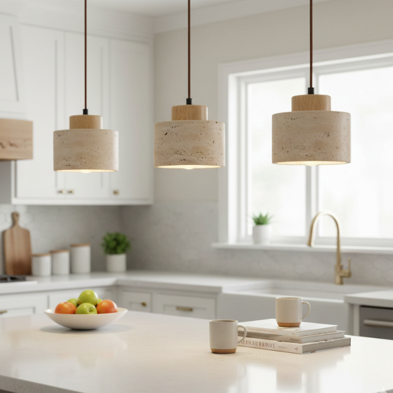 Travertin Pendel Lampe - Natursten Nordisk Minimalistisk Belysning 2
