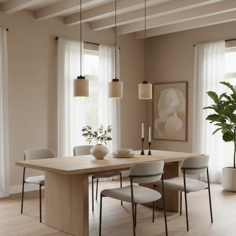 Travertin Pendel Lampe - Natursten Nordisk Minimalistisk Belysning 5