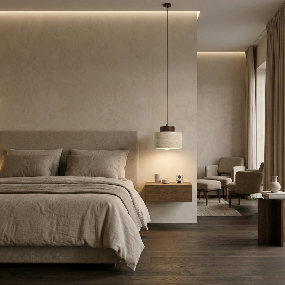 Travertin Pendel Lampe - Natursten Nordisk Minimalistisk Belysning 7
