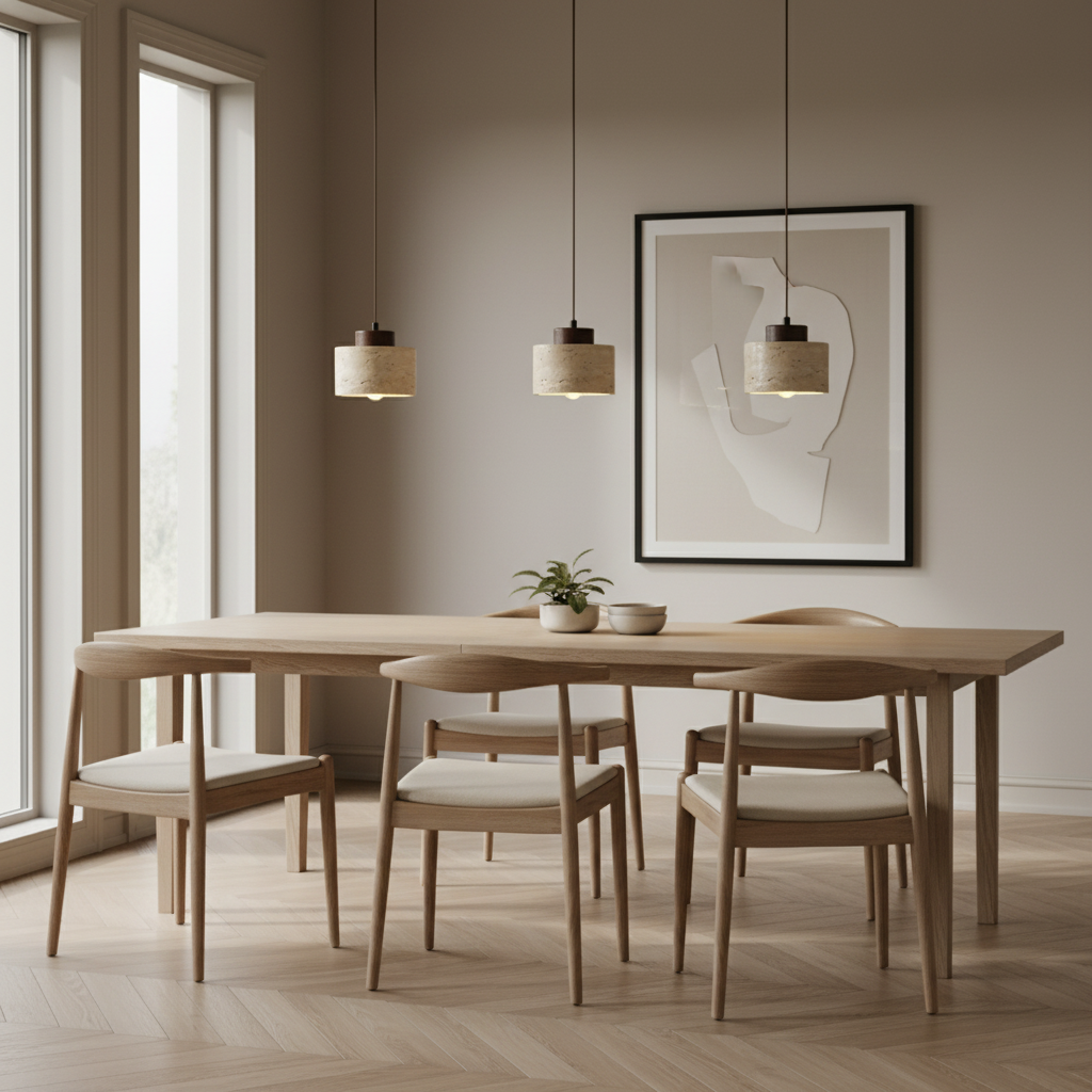 Travertin Pendel Lampe - Natursten Nordisk Minimalistisk Belysning 9
