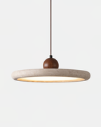 Travertin Pendel Lampe - Rundt Design med Trædetaljer 3
