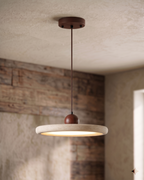 Travertin Pendel Lampe - Rundt Design med Trædetaljer 9
