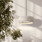 Travertin Pendel Lampe - Skulpturel Sten med Blød Glød 8
