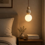 Travertin Pendel Lampe - Tre Stablede Kugler i Skulpturelt Design 1
